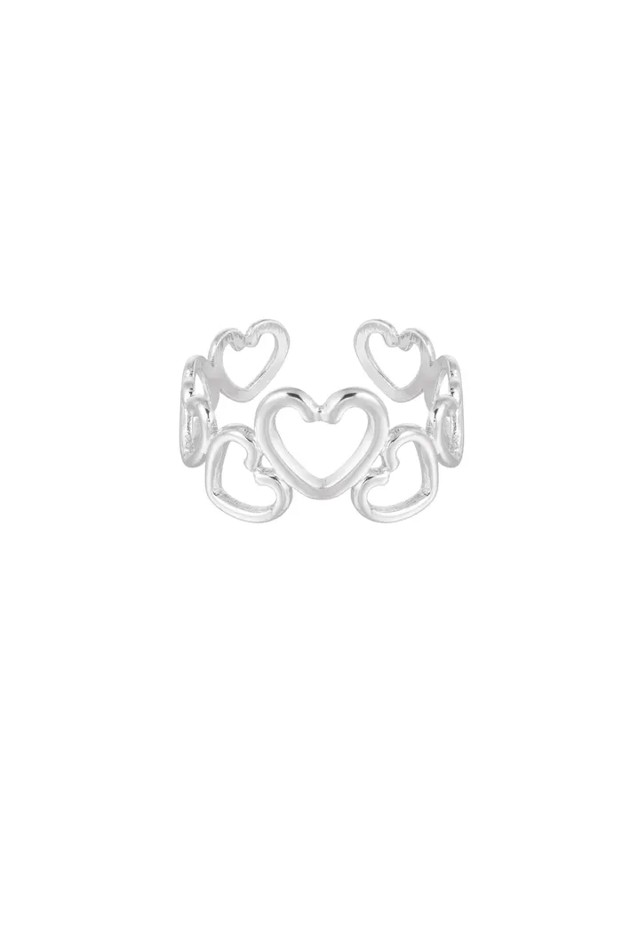 Ring hartjes – zilver