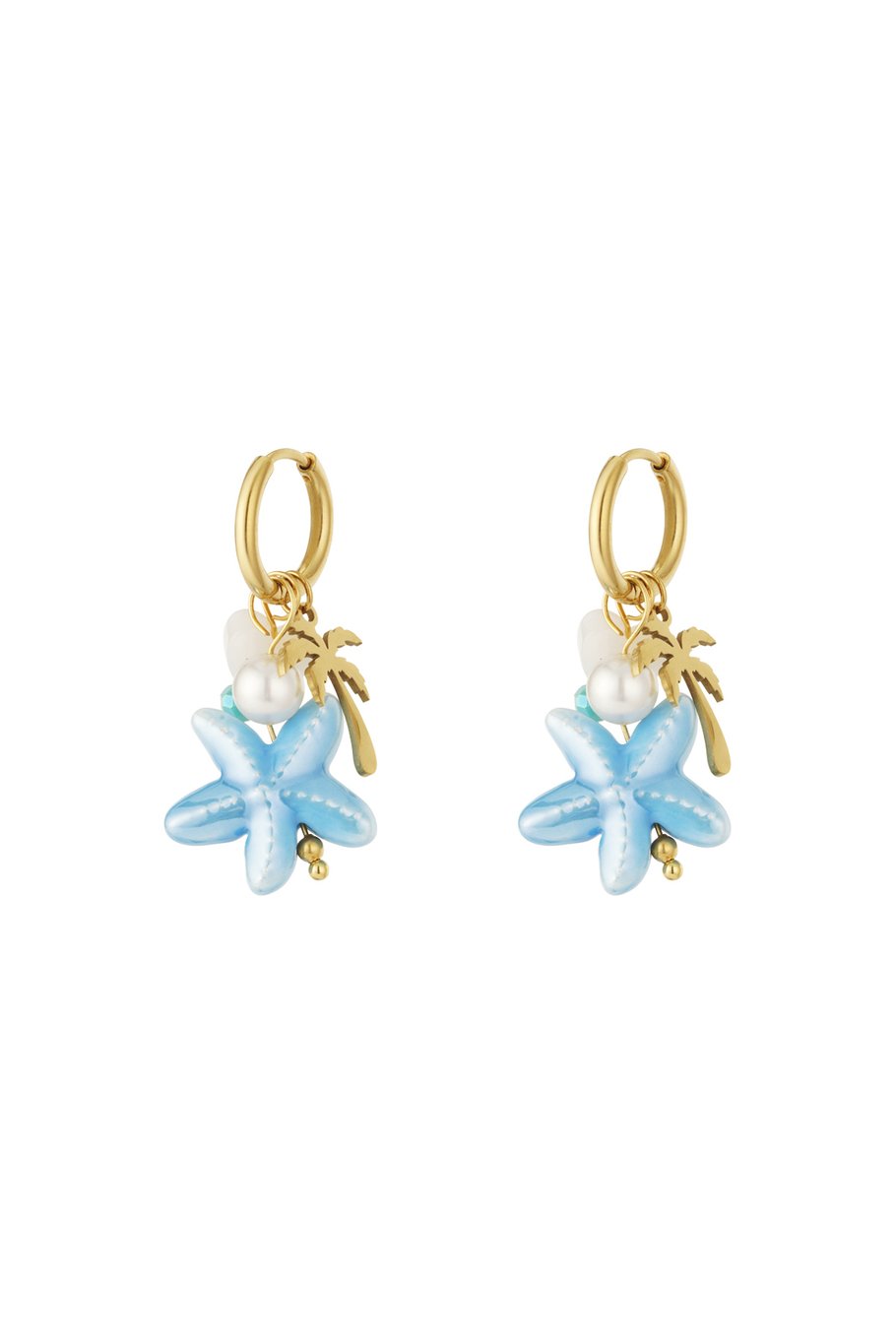 Palmboom oorbellen-blauw