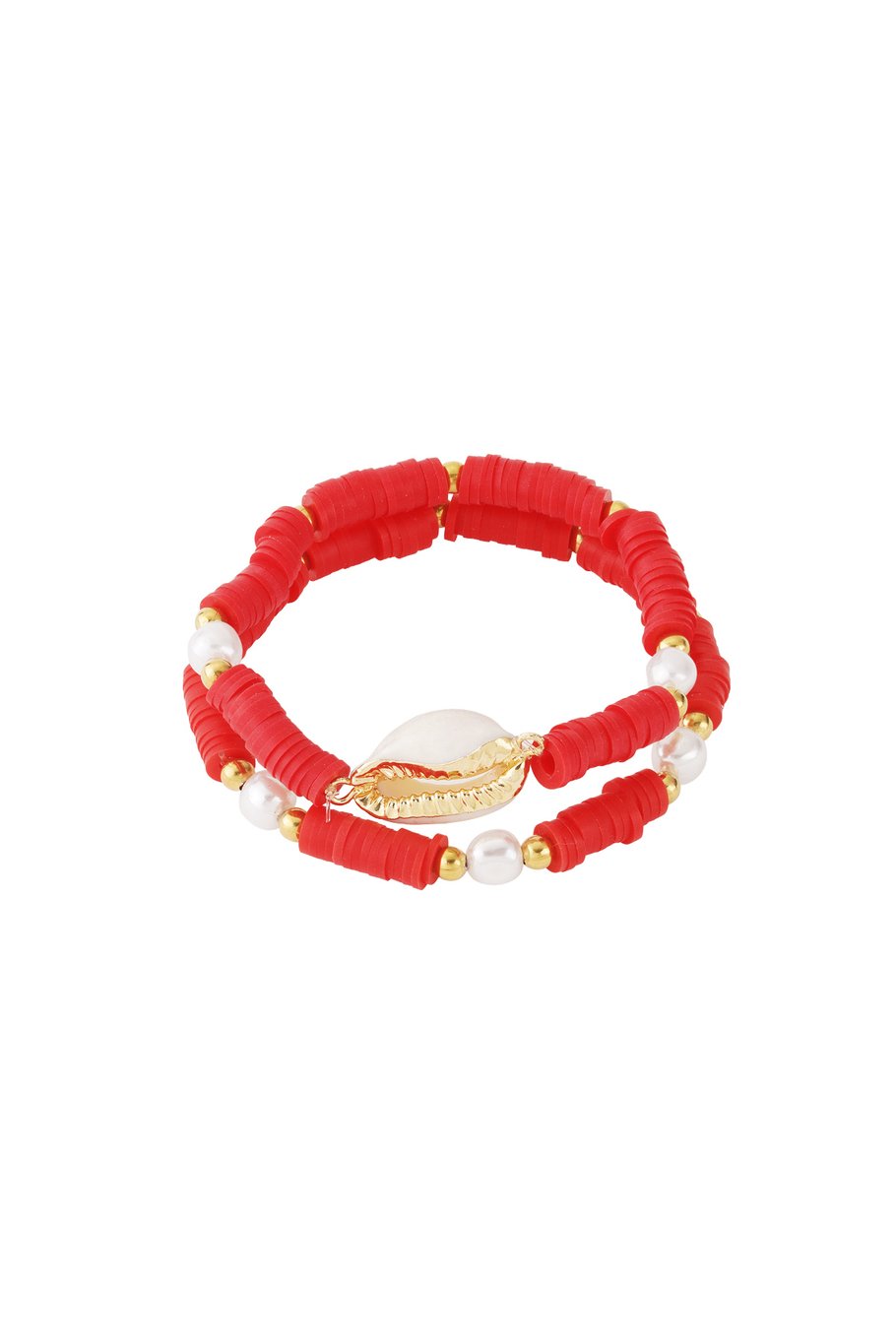 Bloesem schelp armband-rood