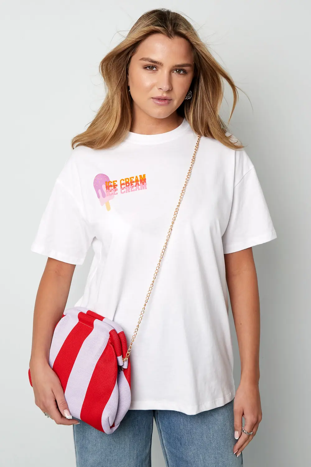 Gestreepte strandclutch - Zwart - Afbeelding 3