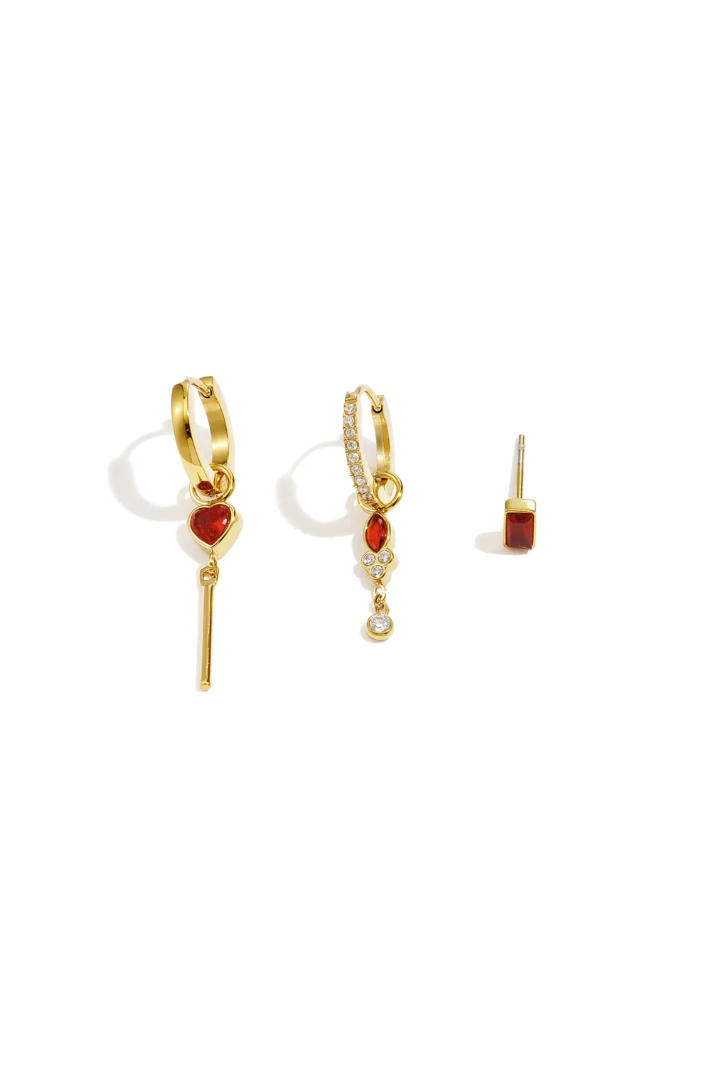 Oorbellen setje hart simple daily - kleur rood